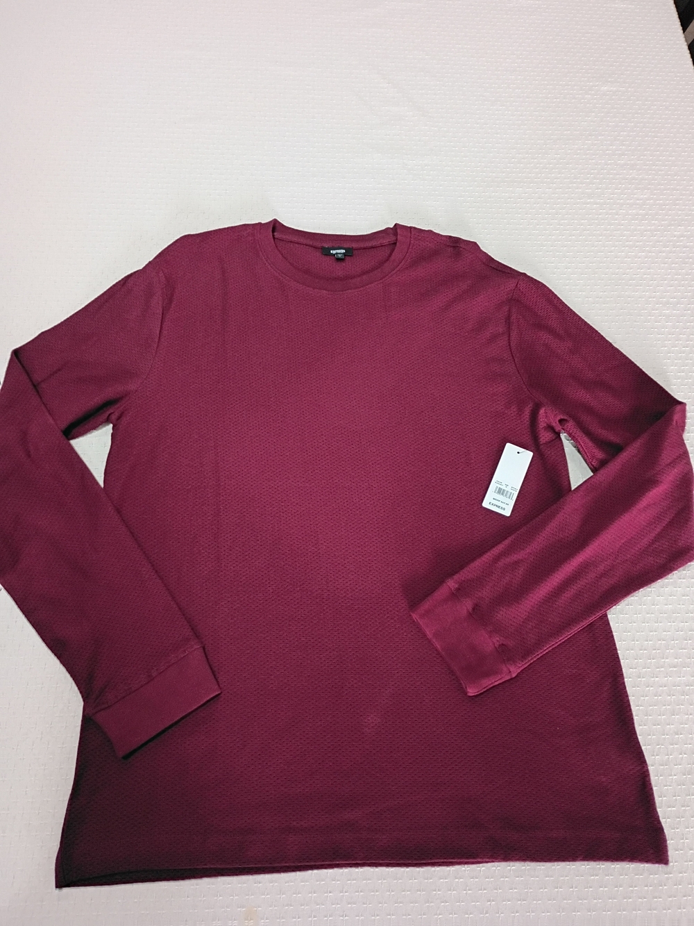 Express Men's Long Sleeve Crewneck Shirt - Maroon